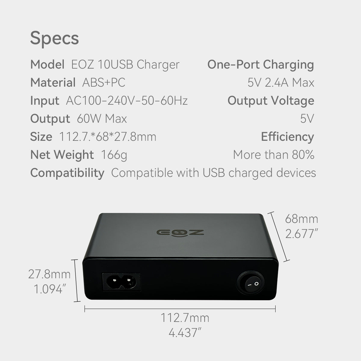 EOZ 10-port USB Charging  Brick - US UK EU Plug